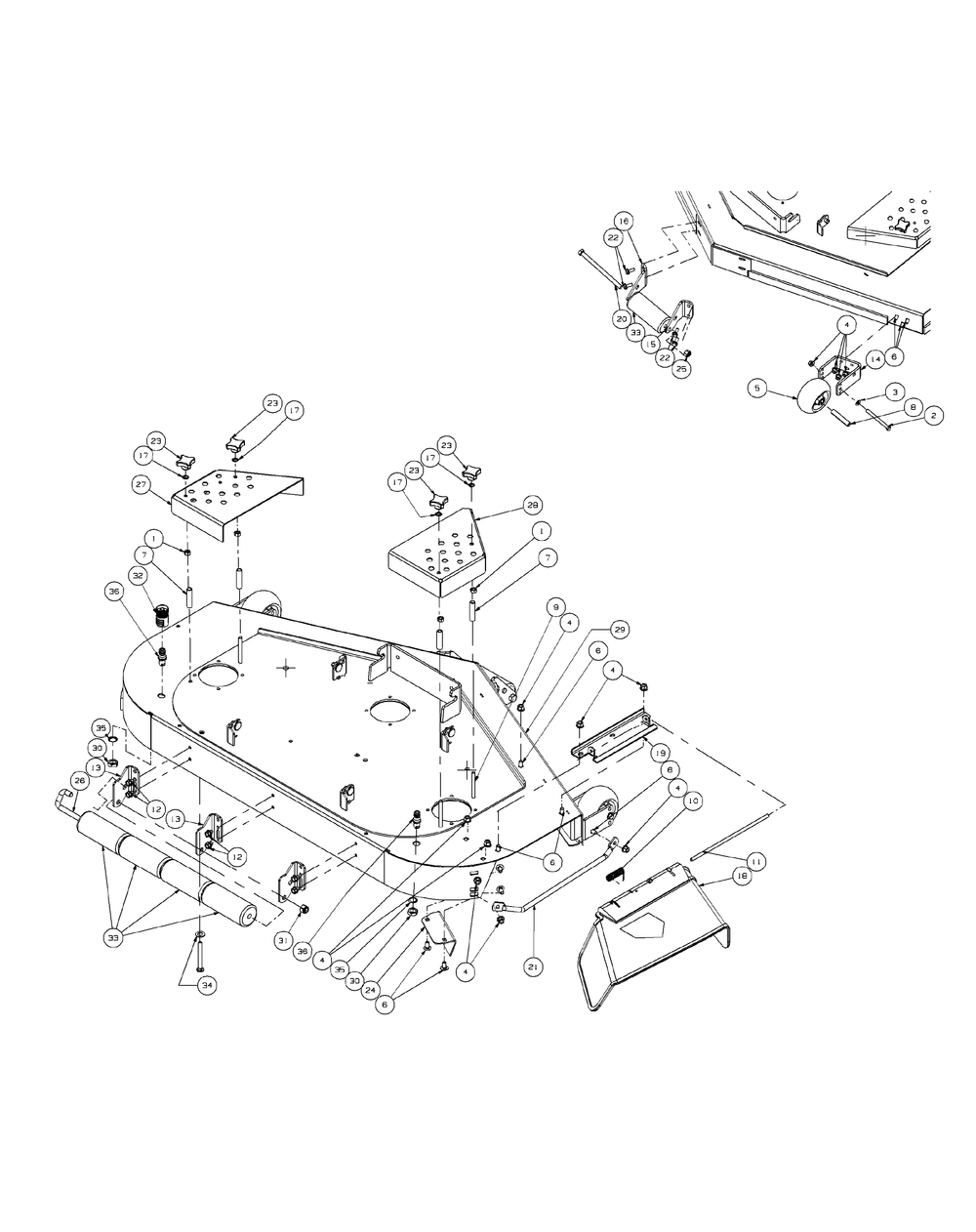 Fabricated Deck 54-Inch Diagram and Parts List for ENFORCER54 53AH3AGT050-23HP Cub Cadet Lawn Tractor